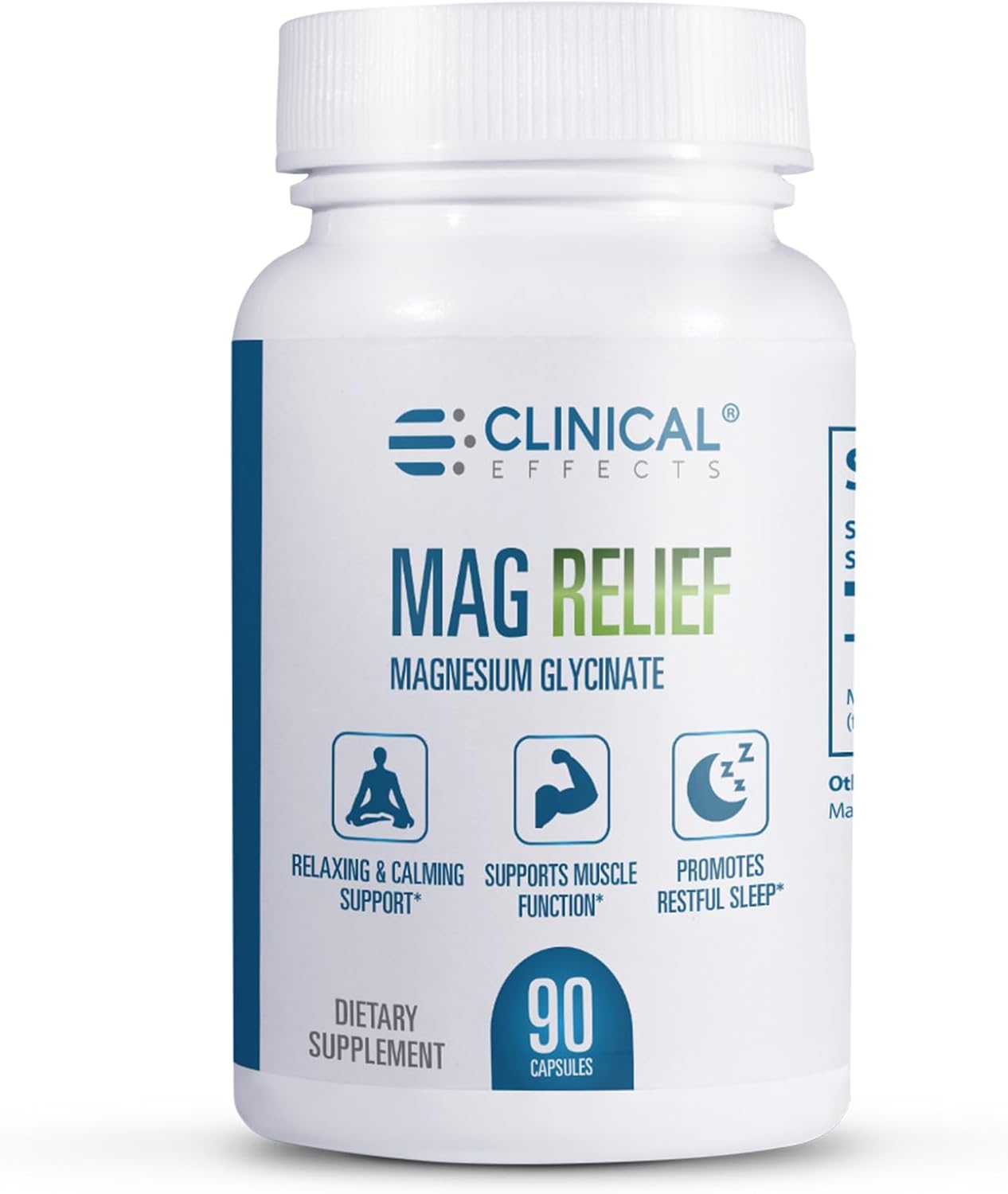High-Quality Mag Relief Magnesium Glycinate Capsules - 275mg - 90 Capsules - Support Cramp Defense, Bone Health, Muscle & Nerve Function - Made in USA