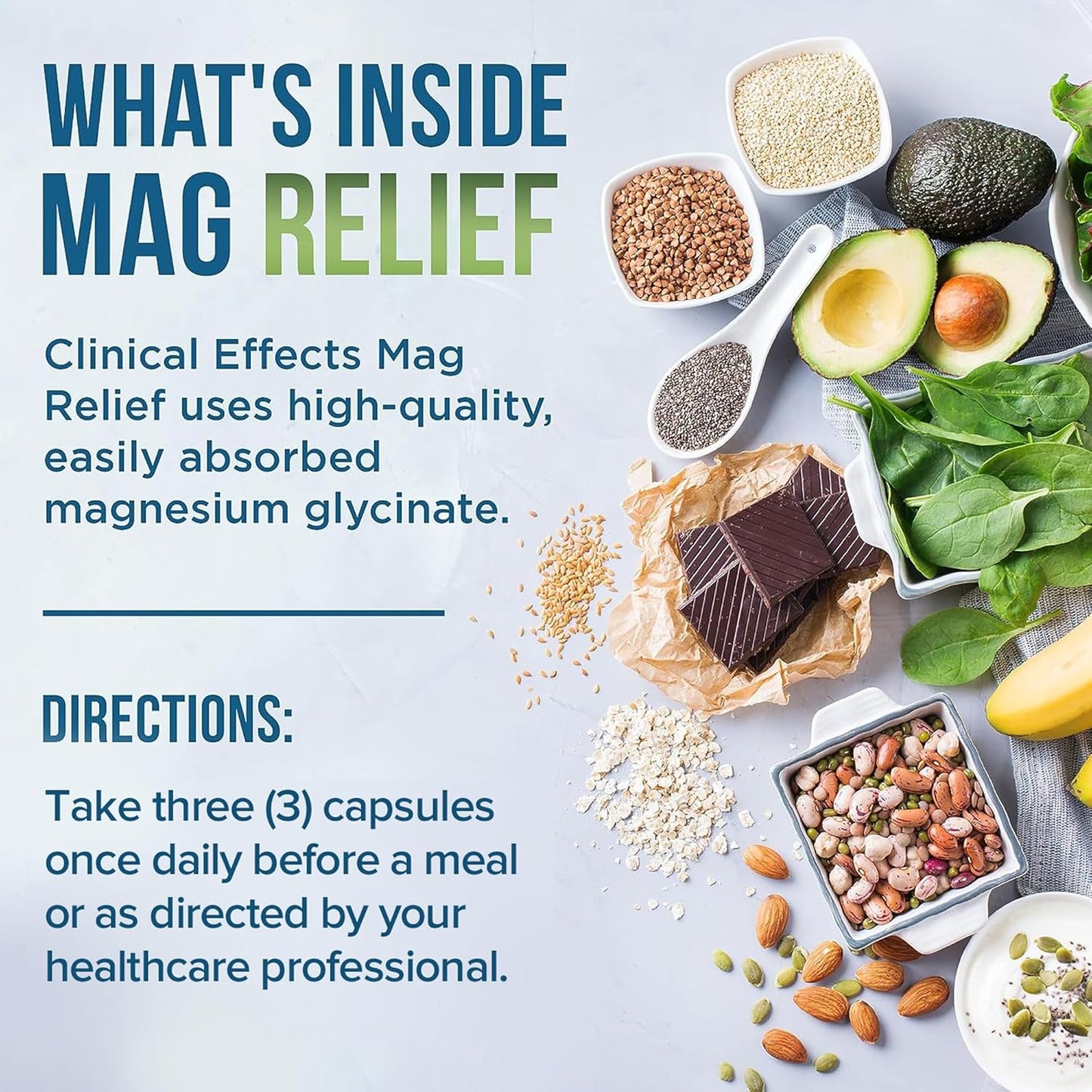 High-Quality Mag Relief Magnesium Glycinate Capsules - 275mg - 90 Capsules - Support Cramp Defense, Bone Health, Muscle & Nerve Function - Made in USA