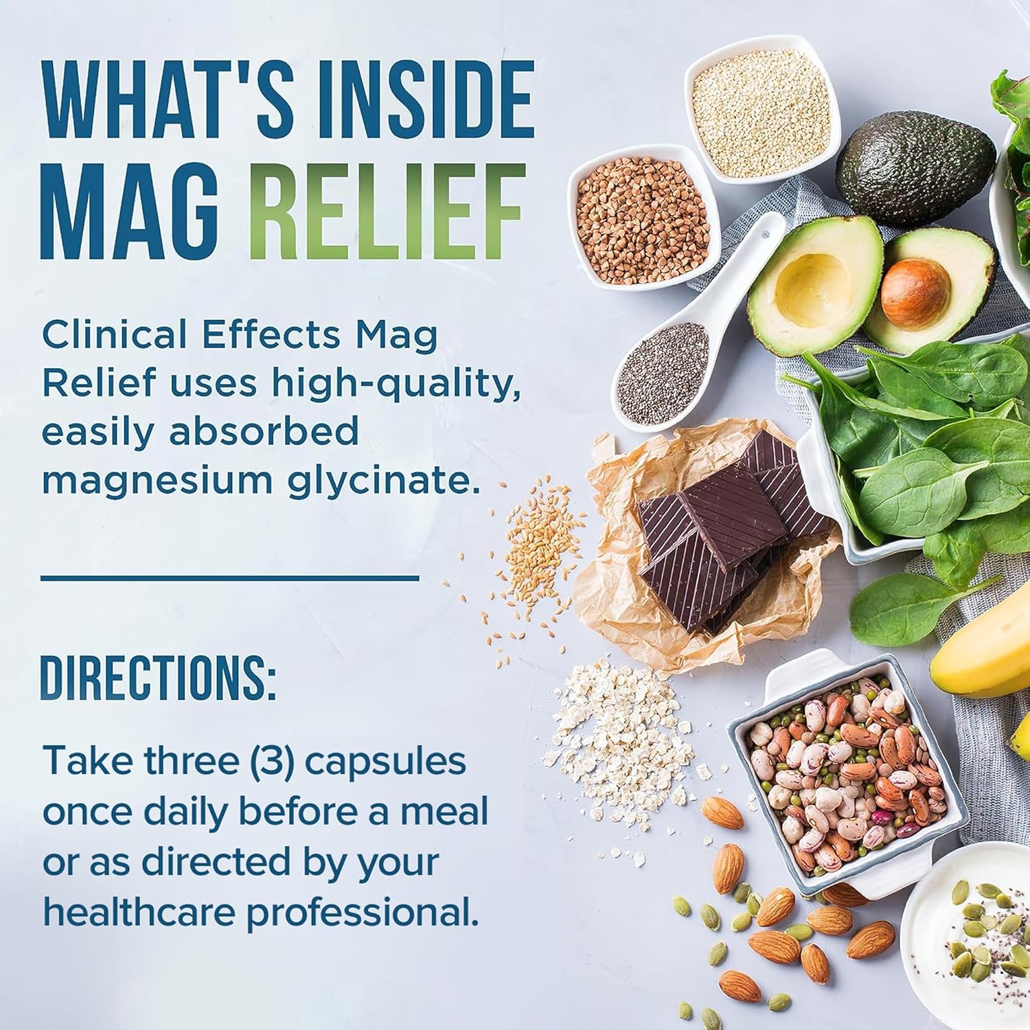 High-Quality Mag Relief Magnesium Glycinate Capsules - 275mg - 90 Capsules - Support Cramp Defense, Bone Health, Muscle & Nerve Function - Made in USA