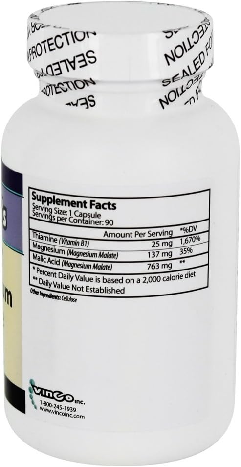 High Quality Magnesium Malate Capsules by Vinco - 90 Count