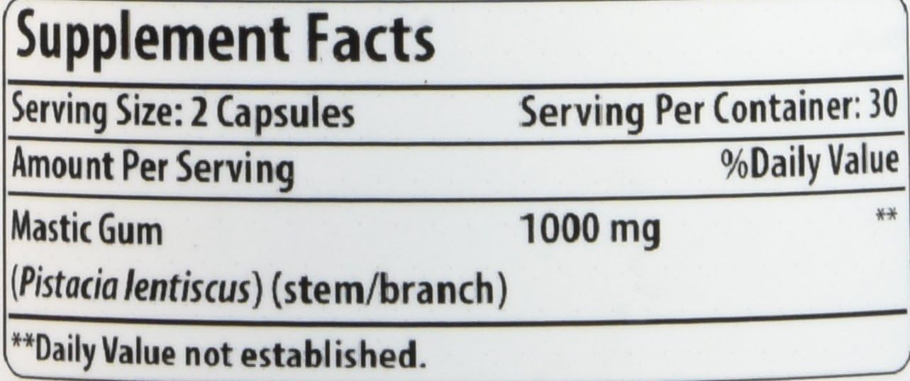 High Quality Mastic Gum Supplement 1000mg - 60 Capsules - Non-GMO & Gluten Free - USA Made by Amazing Nutrition