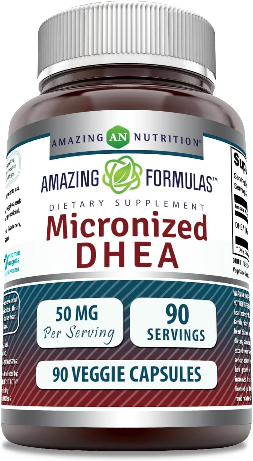 High-Quality Micronized DHEA Supplement | 50mg Per Serving | Veggie Capsules | Non-GMO | Gluten Free | Made in USA | 90 Count