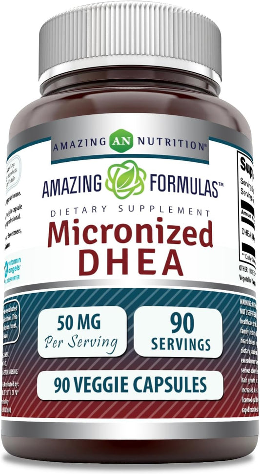 High-Quality Micronized DHEA Supplement | 50mg Per Serving | Veggie Capsules | Non-GMO | Gluten Free | Made in USA | 90 Count