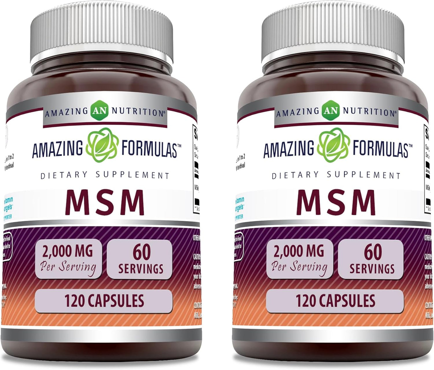High-Quality MSM (Methylsulfonylmethane) Supplement | 2000 Mg Per Serving | Capsules | Non-GMO | Gluten Free | Made in USA | 2 Pack, 120 Count