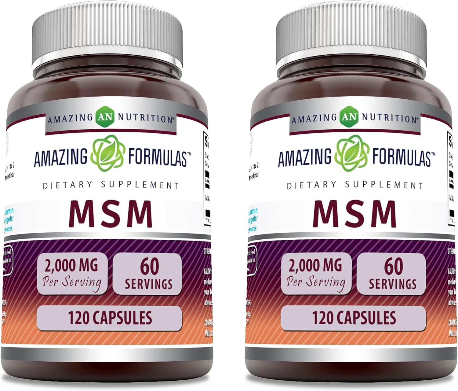 High-Quality MSM (Methylsulfonylmethane) Supplement | 2000 Mg Per Serving | Capsules | Non-GMO | Gluten Free | Made in USA | 2 Pack, 120 Count
