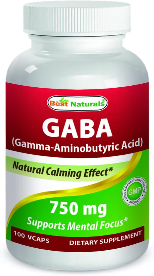 High Quality Natural GABA Supplement - 750 mg - 100 Vegetarian Capsules