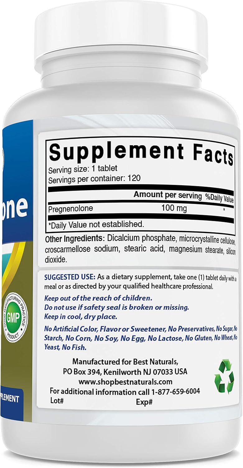 High-Quality Natural Pregnenolone Supplement - 100 mg, 120 Tablets