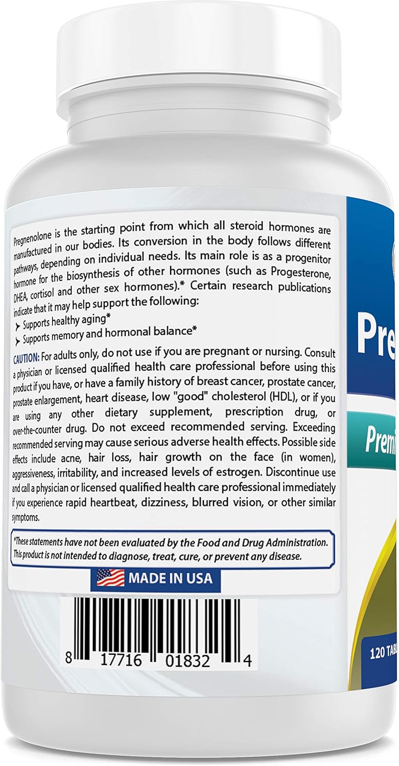 High-Quality Natural Pregnenolone Supplement - 100 mg, 120 Tablets