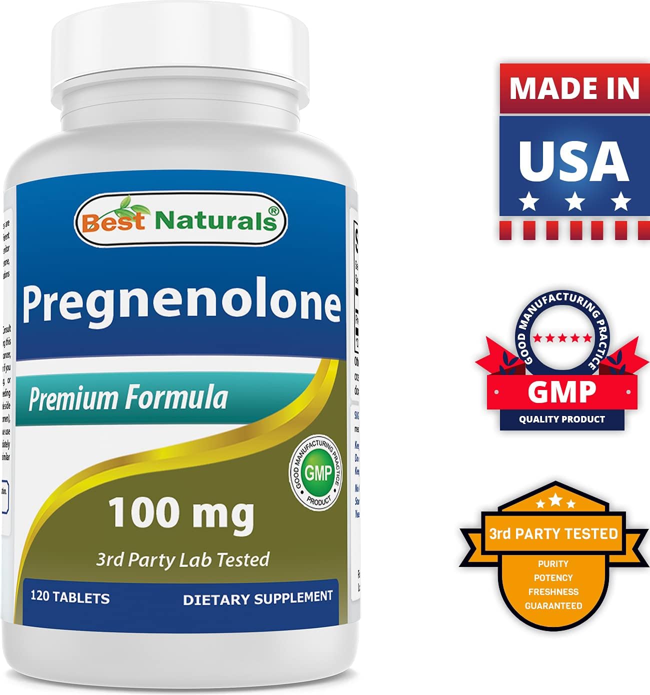 High-Quality Natural Pregnenolone Supplement - 100 mg, 120 Tablets