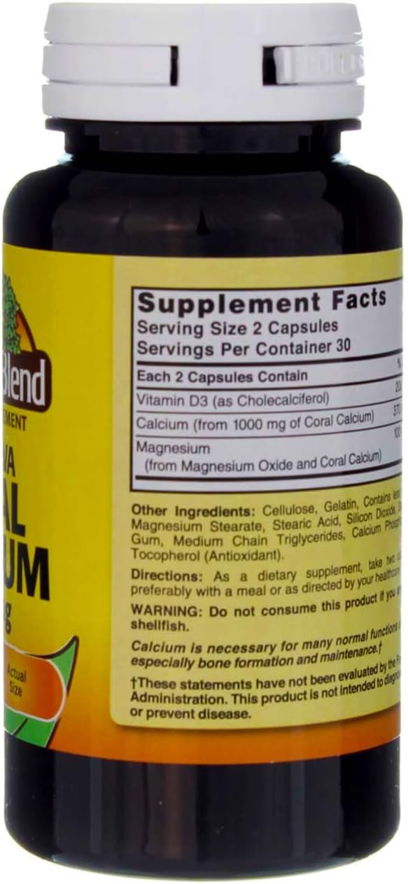 High Quality Nature's Blend Okinawa Coral Calcium Capsules - 1,000 mg - 60 Count