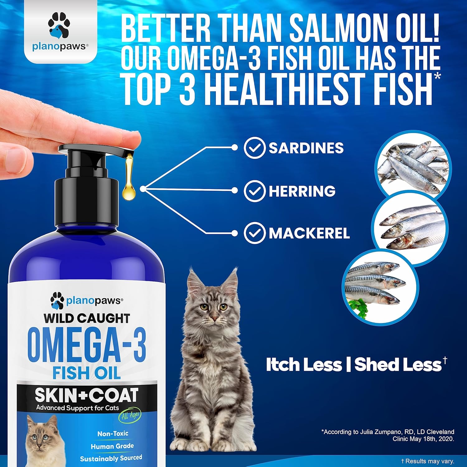 High-Quality Omega 3 Fish Oil for Cats - Superior to Salmon Oil - Essential Vitamins & Supplements for Kittens and Cats - Effective Cat Dandruff Remedy - Liquid Fish Oil for Pets - Promotes Healthy Coat - Complete Cat Health Support