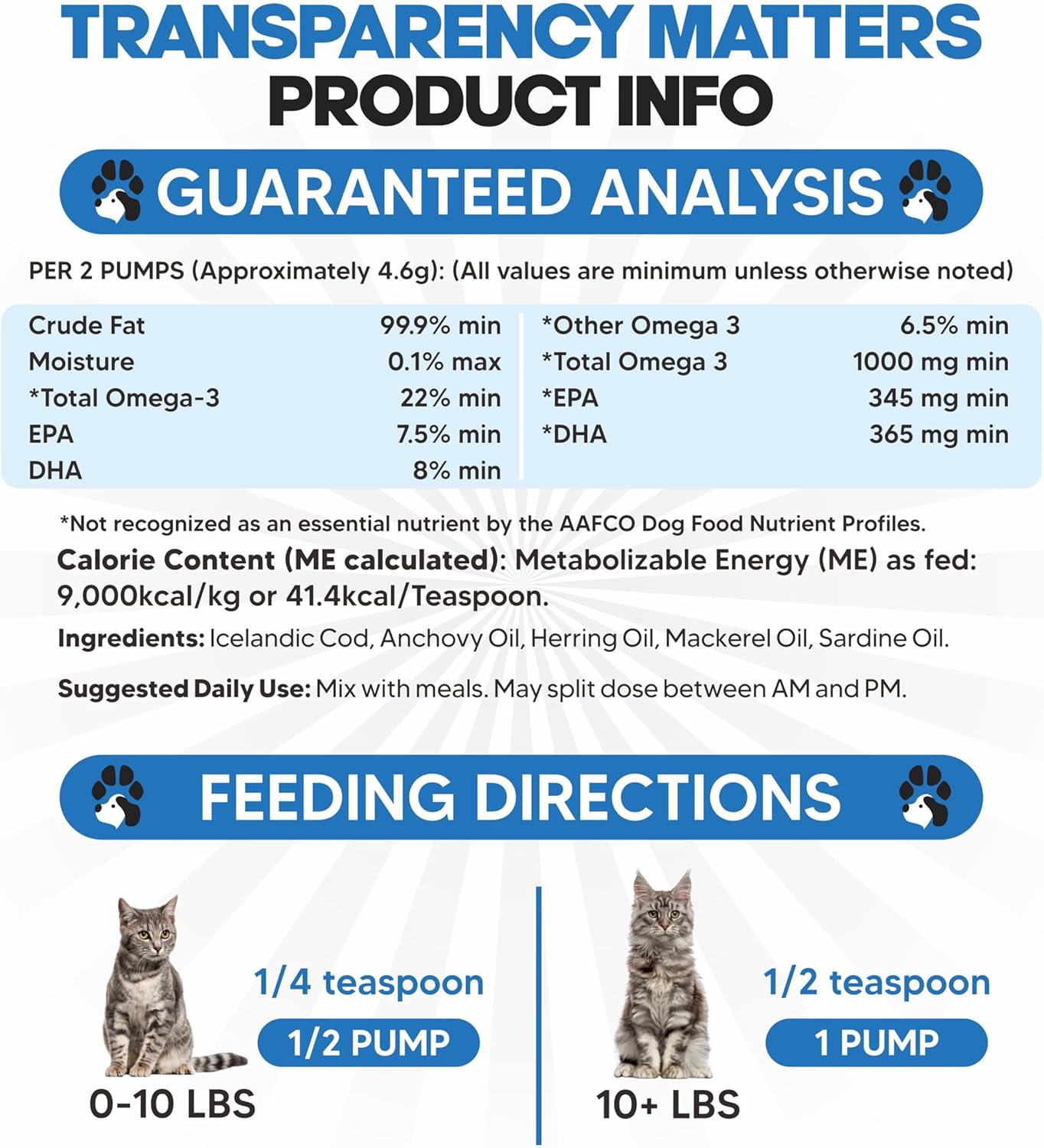 High-Quality Omega 3 Fish Oil for Cats - Superior to Salmon Oil - Essential Vitamins & Supplements for Kittens and Cats - Effective Cat Dandruff Remedy - Liquid Fish Oil for Pets - Promotes Healthy Coat - Complete Cat Health Support