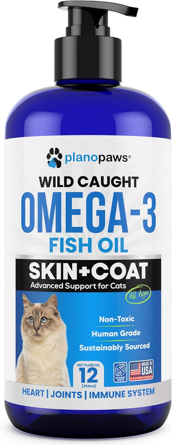High-Quality Omega 3 Fish Oil for Cats - Superior to Salmon Oil - Essential Vitamins & Supplements for Kittens and Cats - Effective Cat Dandruff Remedy - Liquid Fish Oil for Pets - Promotes Healthy Coat - Complete Cat Health Support
