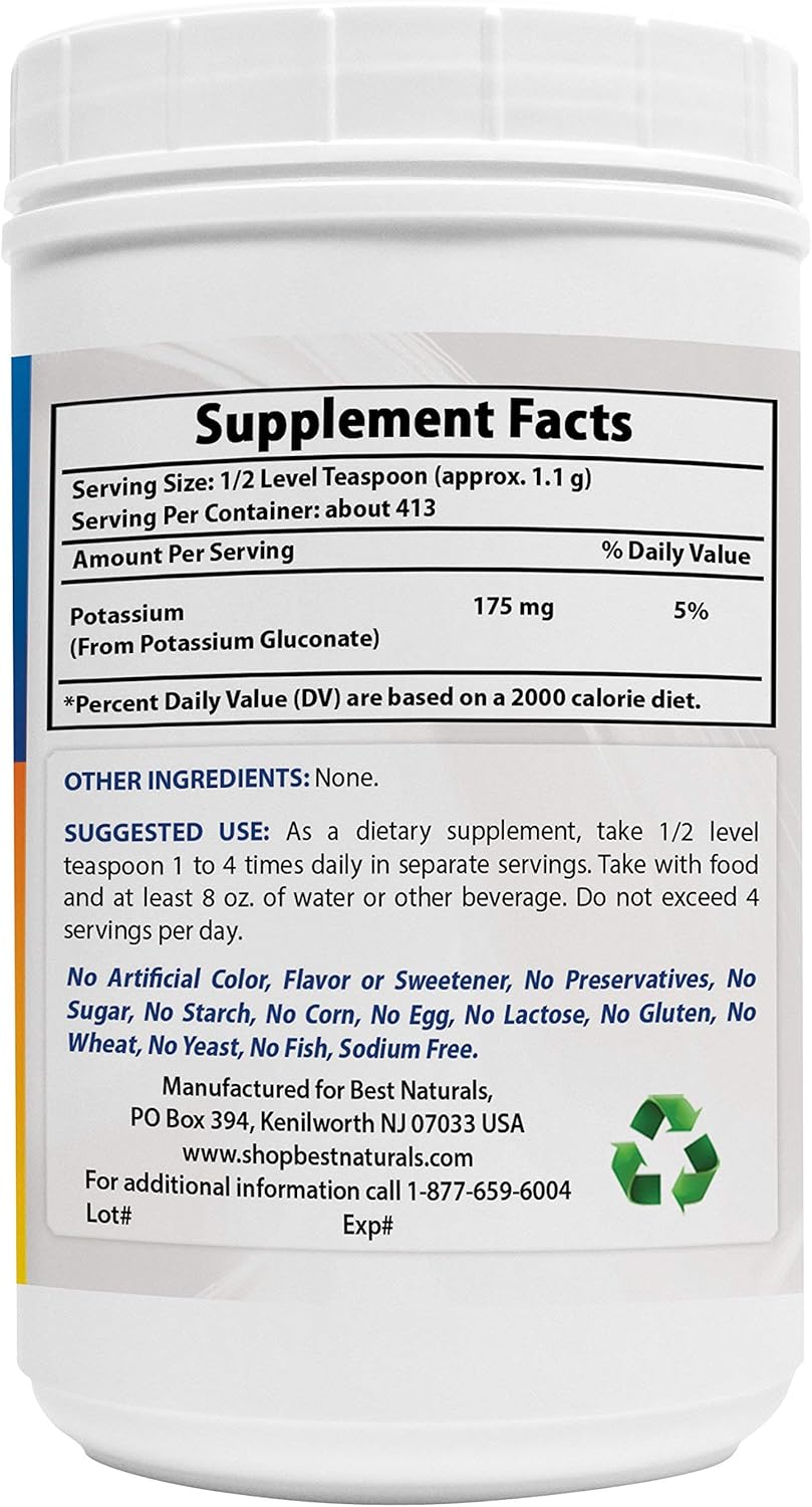 High-Quality Potassium Gluconate Powder - 1lb (16oz) - Pure and Natural Supplement