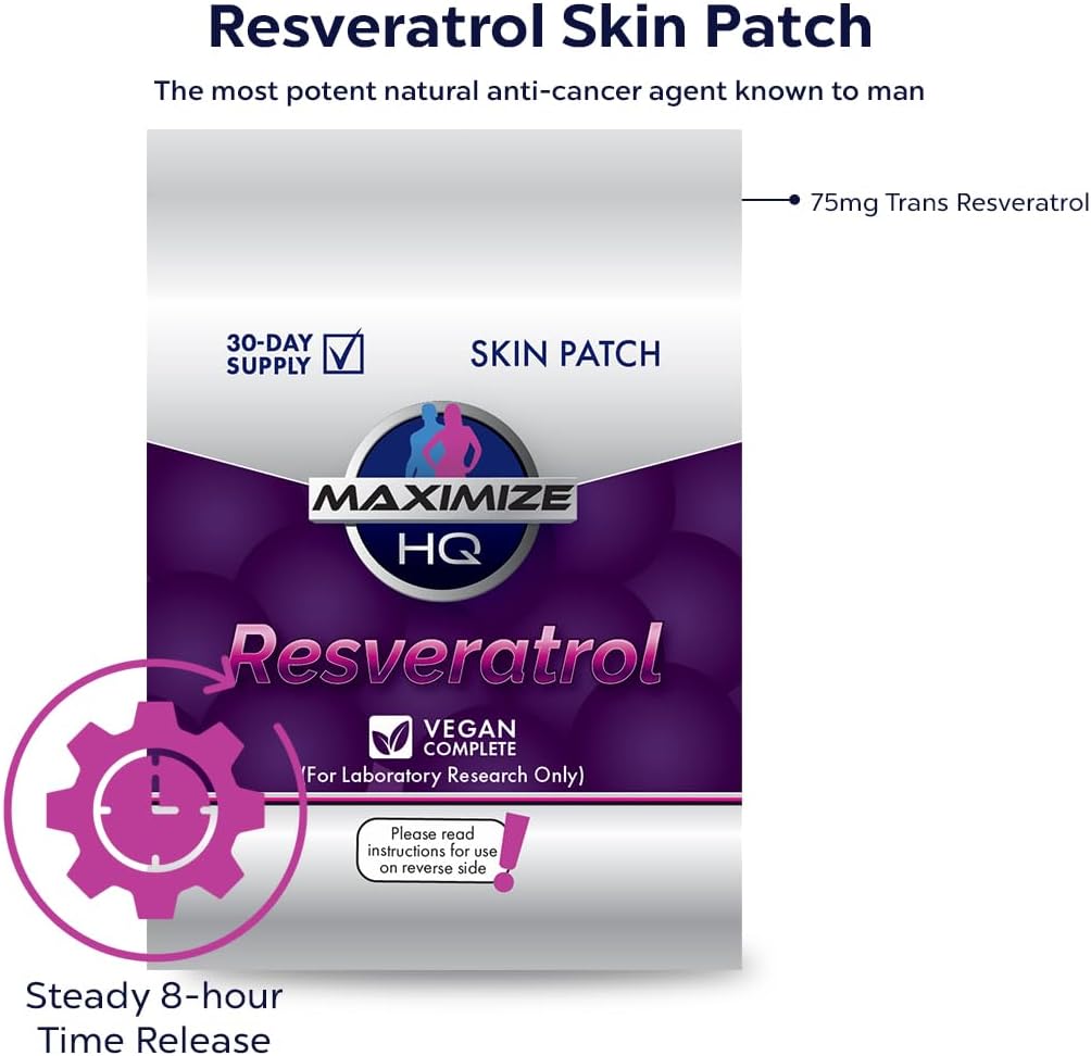 High-Quality Resveratrol Patches for Maximum Absorption - 8 Hour Time-Release Formula - Gluten-Free and Vegan-Friendly