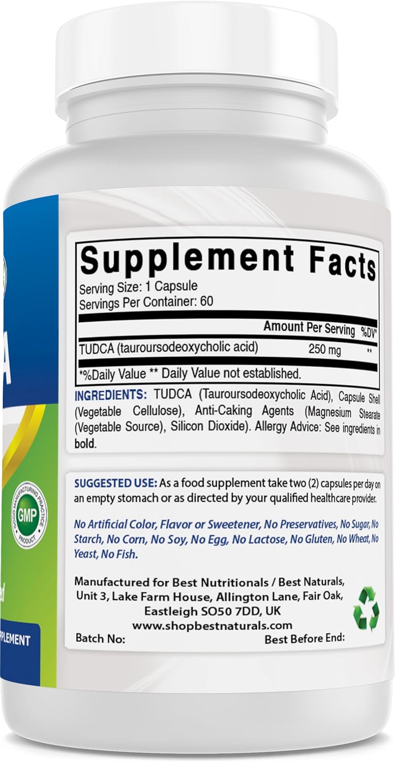 High-Quality TUDCA 250mg Capsules - 2 Months Supply - 60 Count Pack of 1 & 2