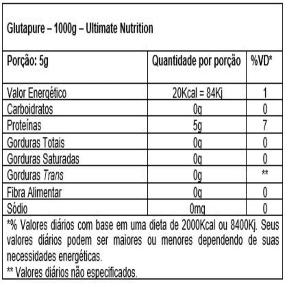 High-Quality Ultimate Nutrition Glutapure 5000mg Powder for Muscle Recovery and Immune Support - 1000g, 200 Servings