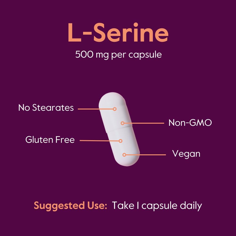 High Quality Vegan L-Serine 500mg Capsules (120 Count) - Non GMO & Gluten Free - No Stearates - Bestvite Brand