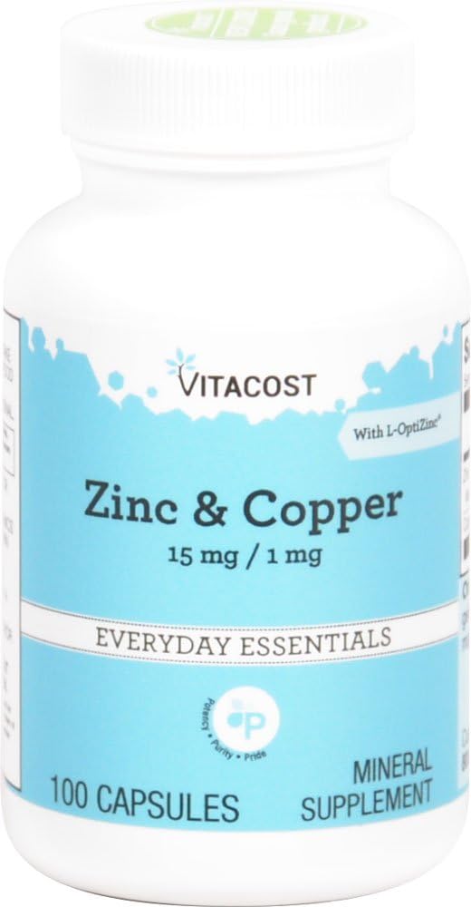High-Quality Vitacost Zinc and Copper Supplement - 100 Capsules of 15mg/1mg Blend