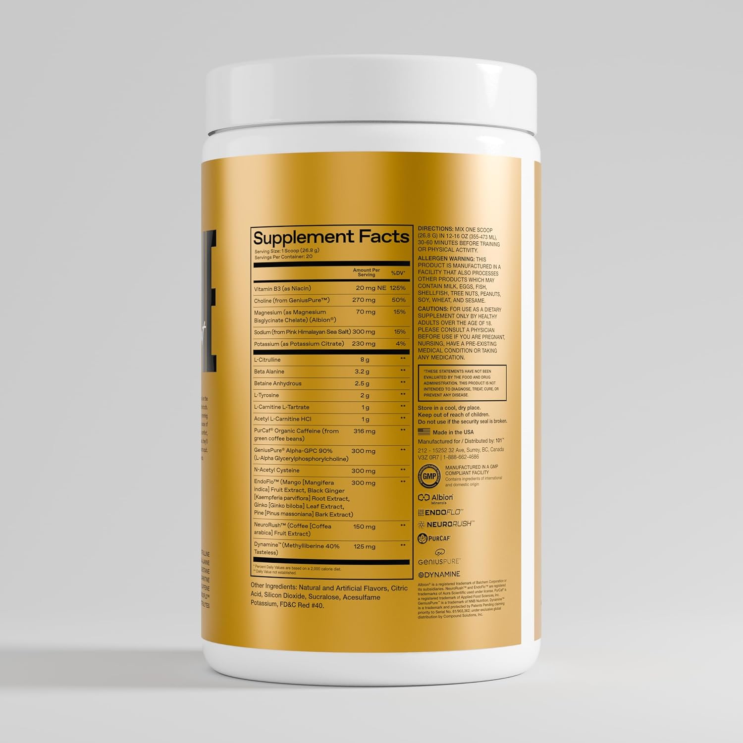 High-Stim Loaded Pre-Workout with EndoFlo™ & Alpha GPC for Energy & Focus, No Crash - Snow Cone Flavor