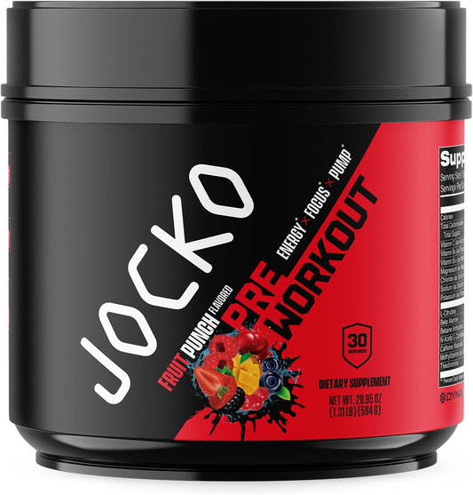 High Stim Sugar-Free Nootropic Pre-Workout Powder Drink - Boost Muscle Pump, Energy & Recovery - 200mg Caffeine Fruit Punch Flavor - Men & Women's Fitness