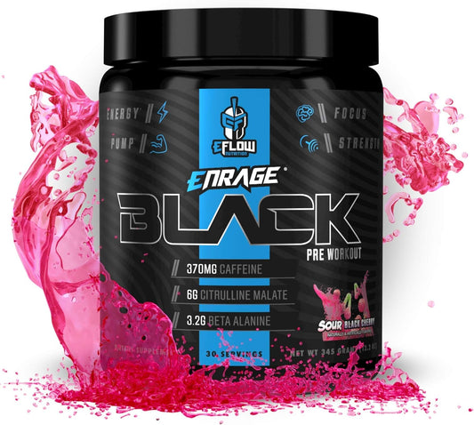 High-Stimulant Pre Workout Powder for Energy, Pumps & Strength - Sour Black Cherry Flavor - 30 Servings