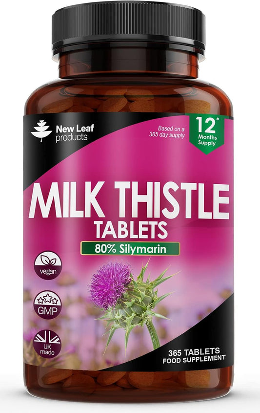High Strength 80% Silymarin Milk Thistle Supplement 2000mg - 1 Year Supply - Liver Cleanse Detox Tablets - Vegan & Gluten-Free - GMO-Free