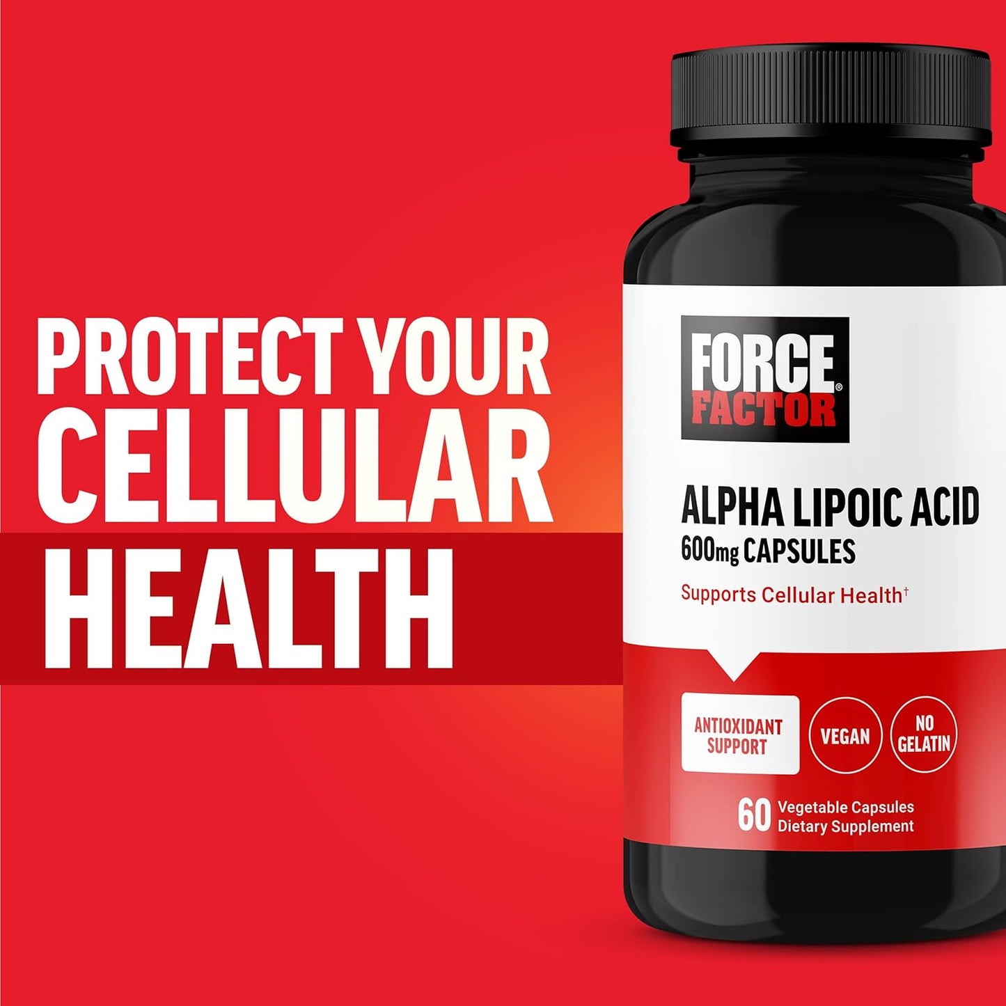 High Strength Alpha Lipoic Acid 600mg Capsules for Cardiovascular and Cellular Health - Vegan Antioxidant Supplement - 60 Capsules