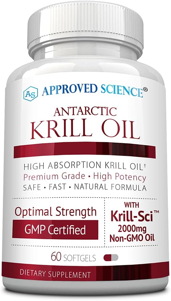 High-Strength Antarctic Krill Oil Supplement with Astaxanthin - 2000mg, 60 Softgels - EPA & DHA Omega-3 Fatty Acids