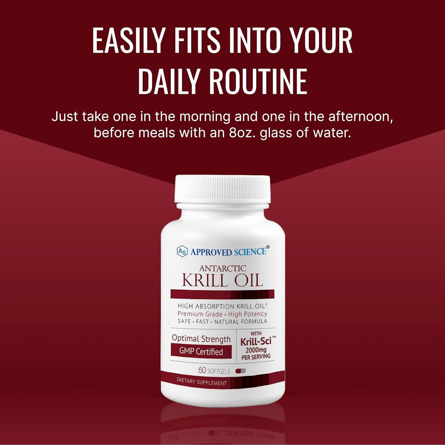 High-Strength Antarctic Krill Oil Supplement with Astaxanthin - 2000mg, 60 Softgels - EPA & DHA Omega-3 Fatty Acids