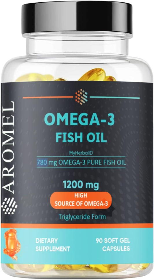 High Strength Aromel Omega-3 Fish Oil 1200mg Soft Gel Capsules - 90 Count