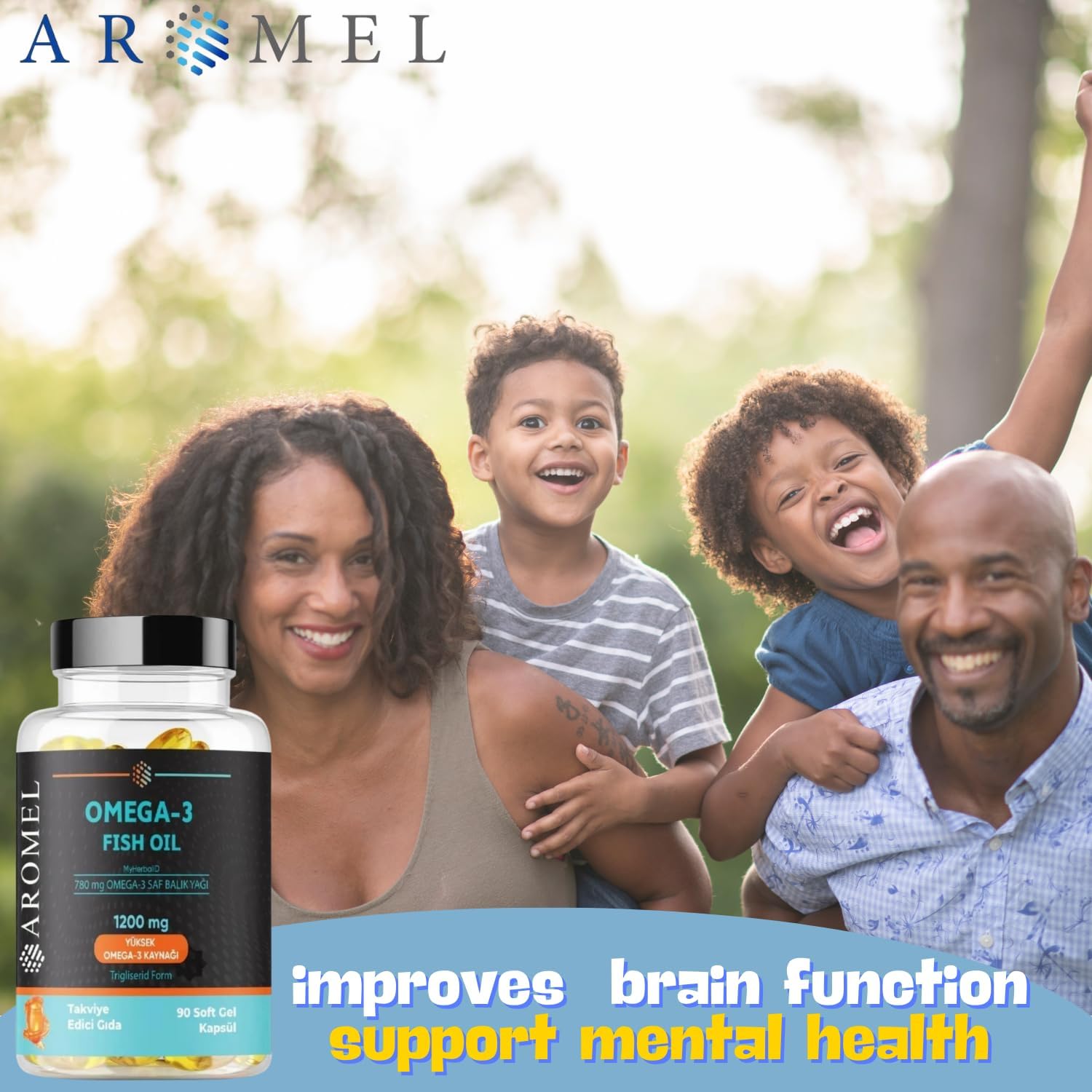 High Strength Aromel Omega-3 Fish Oil 1200mg Soft Gel Capsules - 90 Count