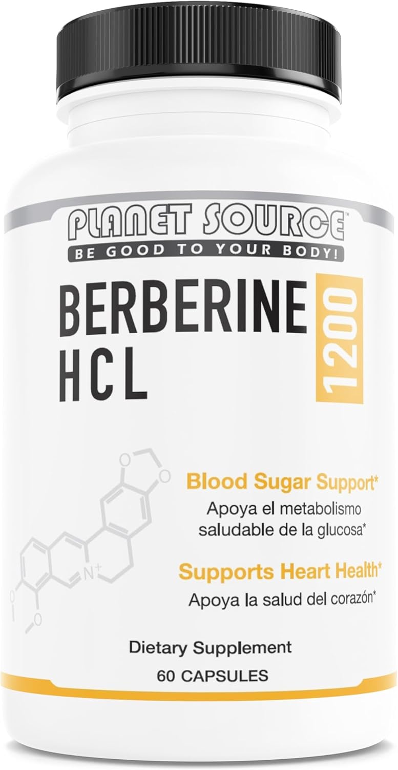 High Strength Berberine HCl Supplement 1200mg - 60 Capsules by Planet Source