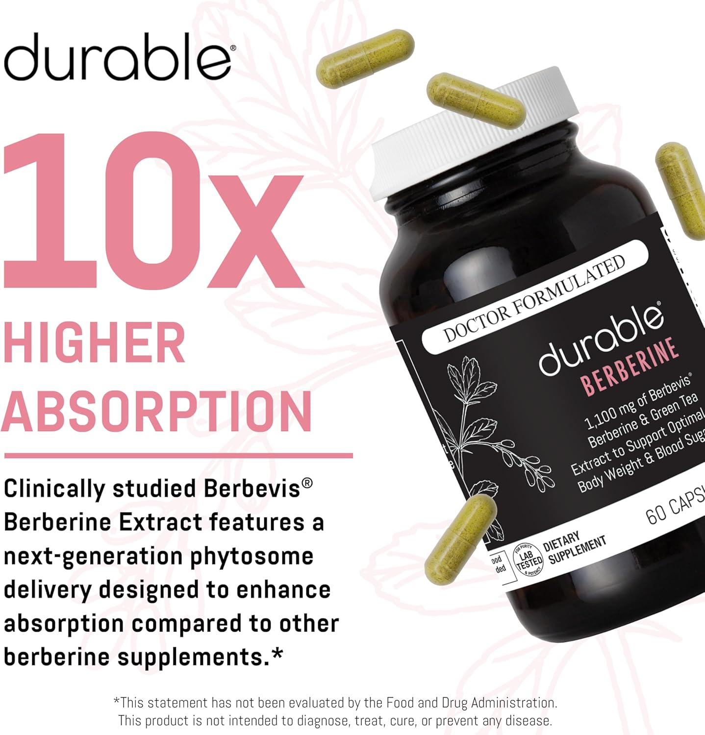 High Strength Berberine Supplement for Weight and Metabolism Support - 1,100mg Berberine with Enhanced Absorption Technology - 180 Day Supply (360 Capsules) USA-Made