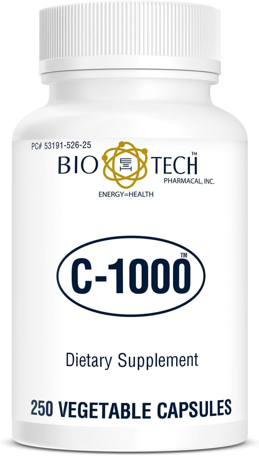 High Strength Bio-Tech Pharmacal C-1000 Vitamin C Supplement - 250 Vegetarian Capsules