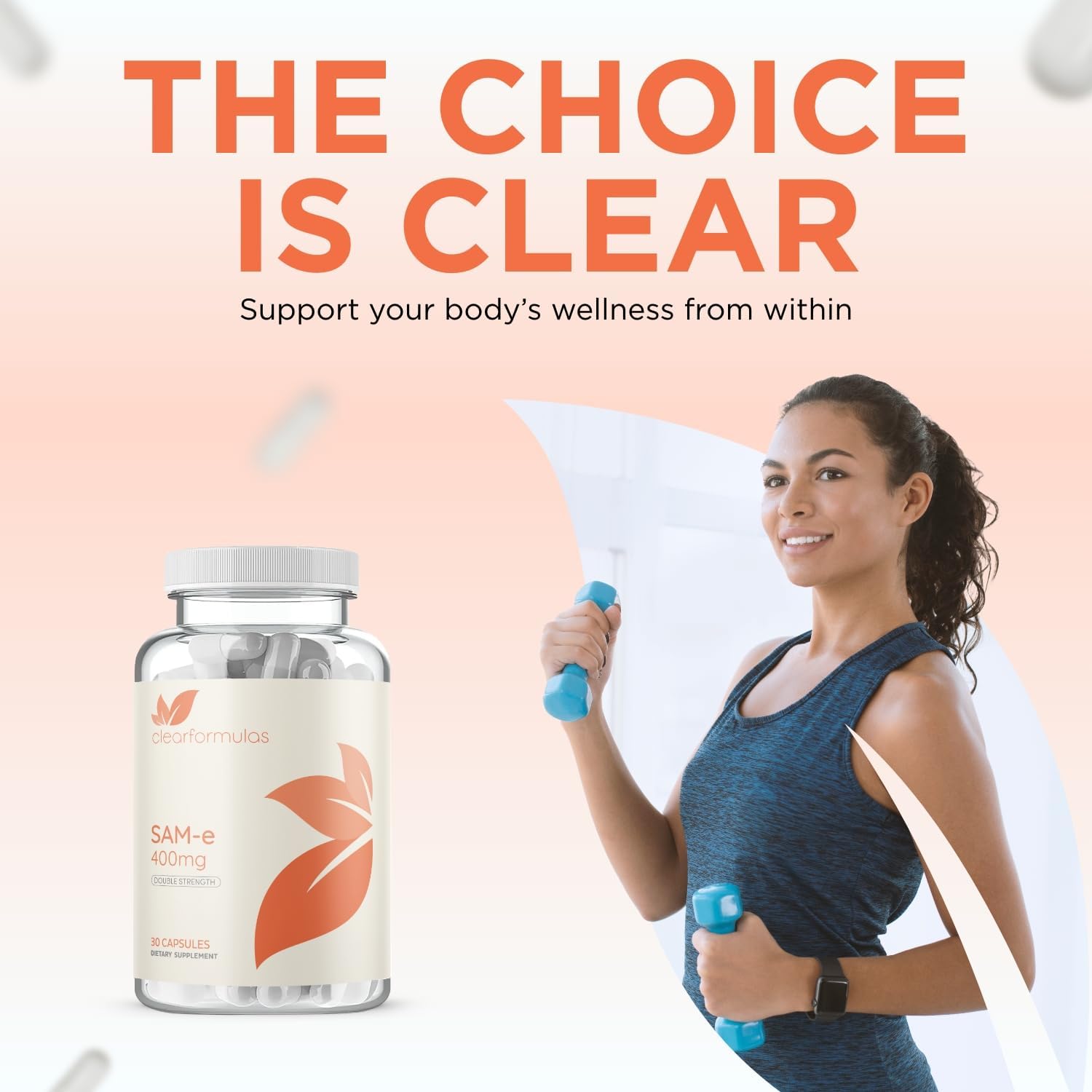 High Strength Bioactive SAM-e 400mg Supplement for Joint, Liver, and Mood Support - Vegan, Non-GMO, Preservative Free - Made in the US - 30 Servings