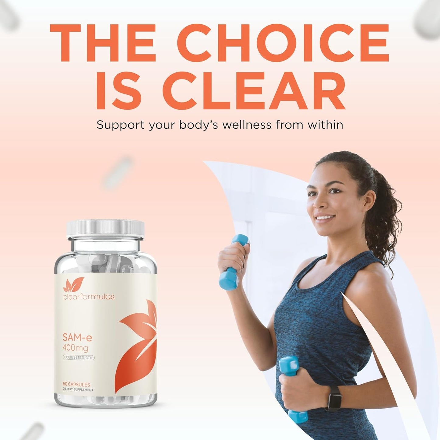 High Strength Bioactive SAM-e 400mg Supplement for Joint, Liver, and Mood Support - Vegan & Non-GMO - Made in the USA - 60 Servings