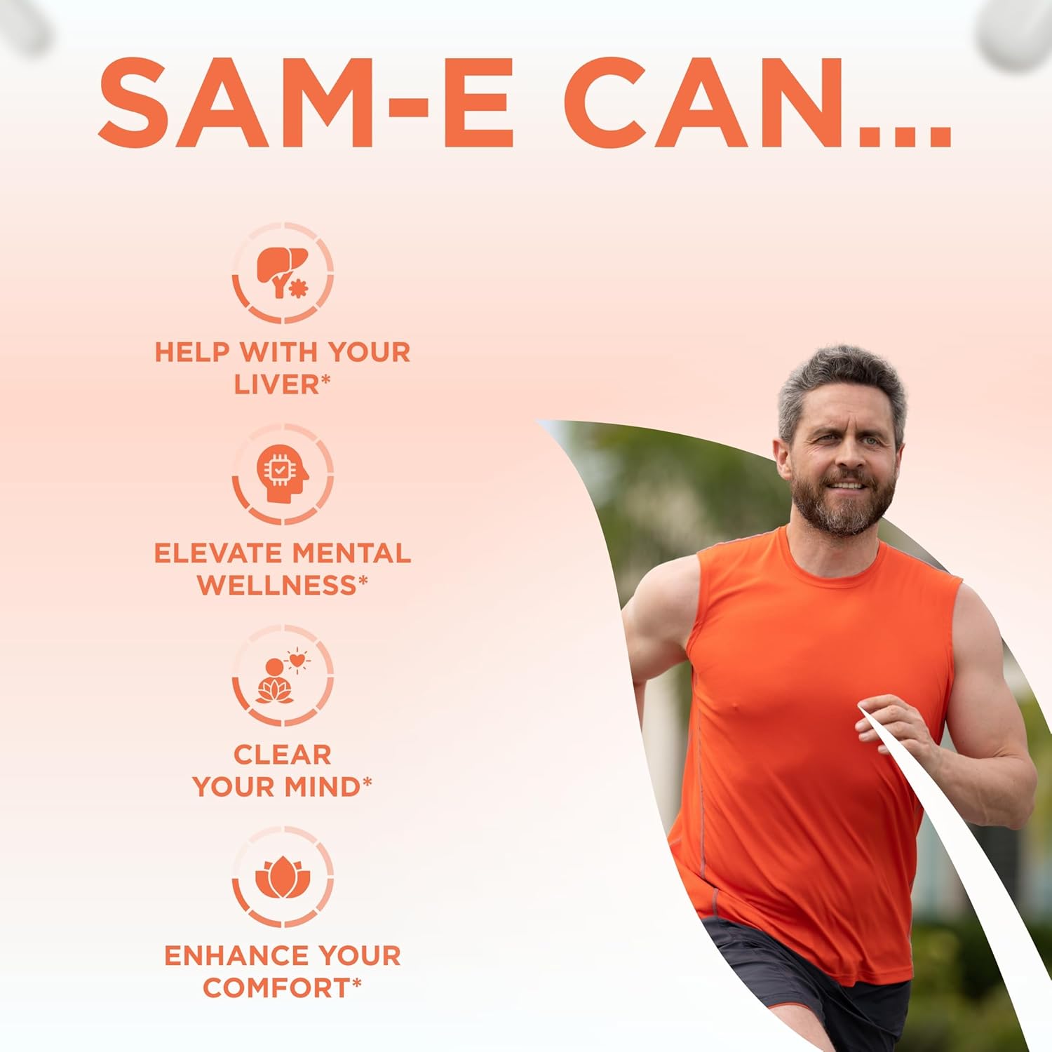 High Strength Bioactive SAM-e 400mg Supplement for Joint, Liver, and Mood Support - Vegan & Non-GMO - Made in the USA - 60 Servings