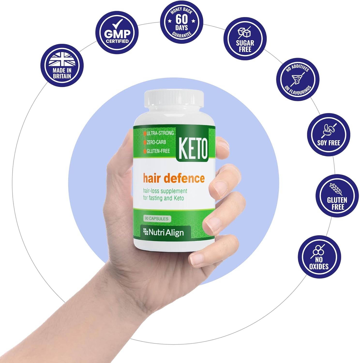 High Strength Biotin Complex for Hair Growth - 90 Capsules with Vitamin A, Folic Acid, and Calcium - Ideal for Keto and Fasting