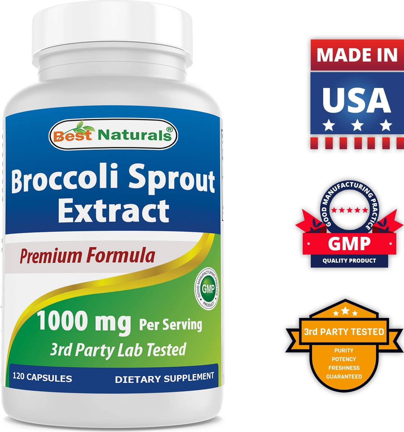 High Strength Broccoli Sprouts Extract with Zinc Gluconate - 1000mg & 50mg - Antioxidant Rich Supplement for Immune Support
