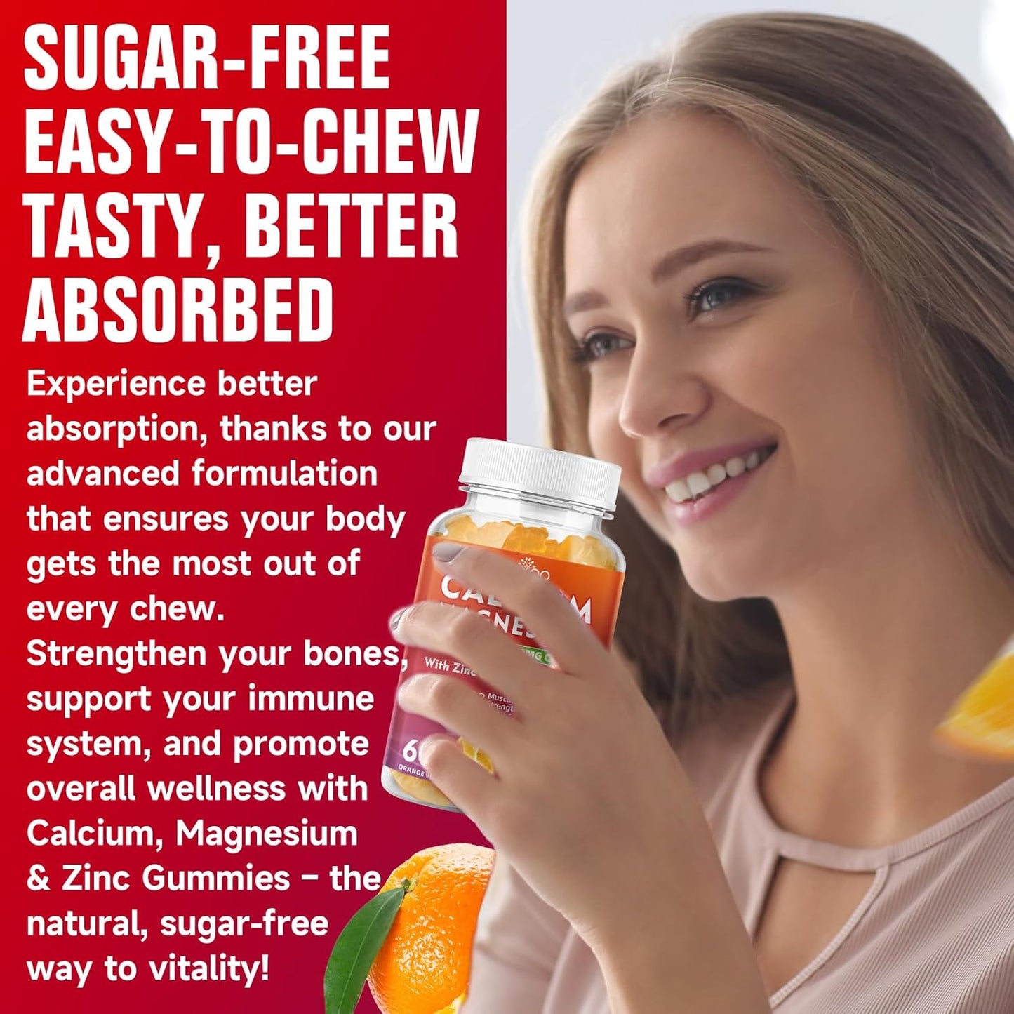 High Strength Calcium Gummies - BVIVLOO 1000mg Supplement for Bone Health