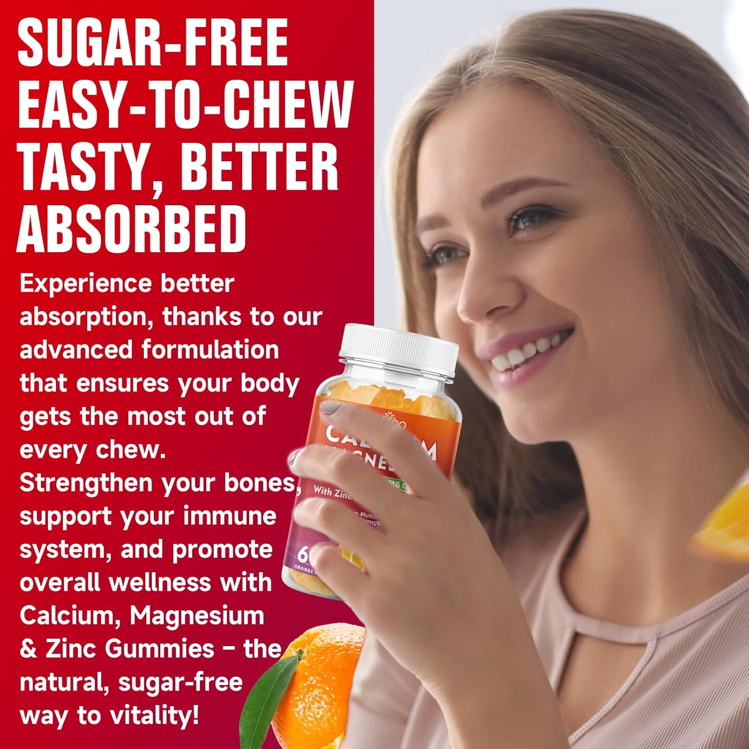 High Strength Calcium Gummies - BVIVLOO 1000mg Supplement for Bone Health