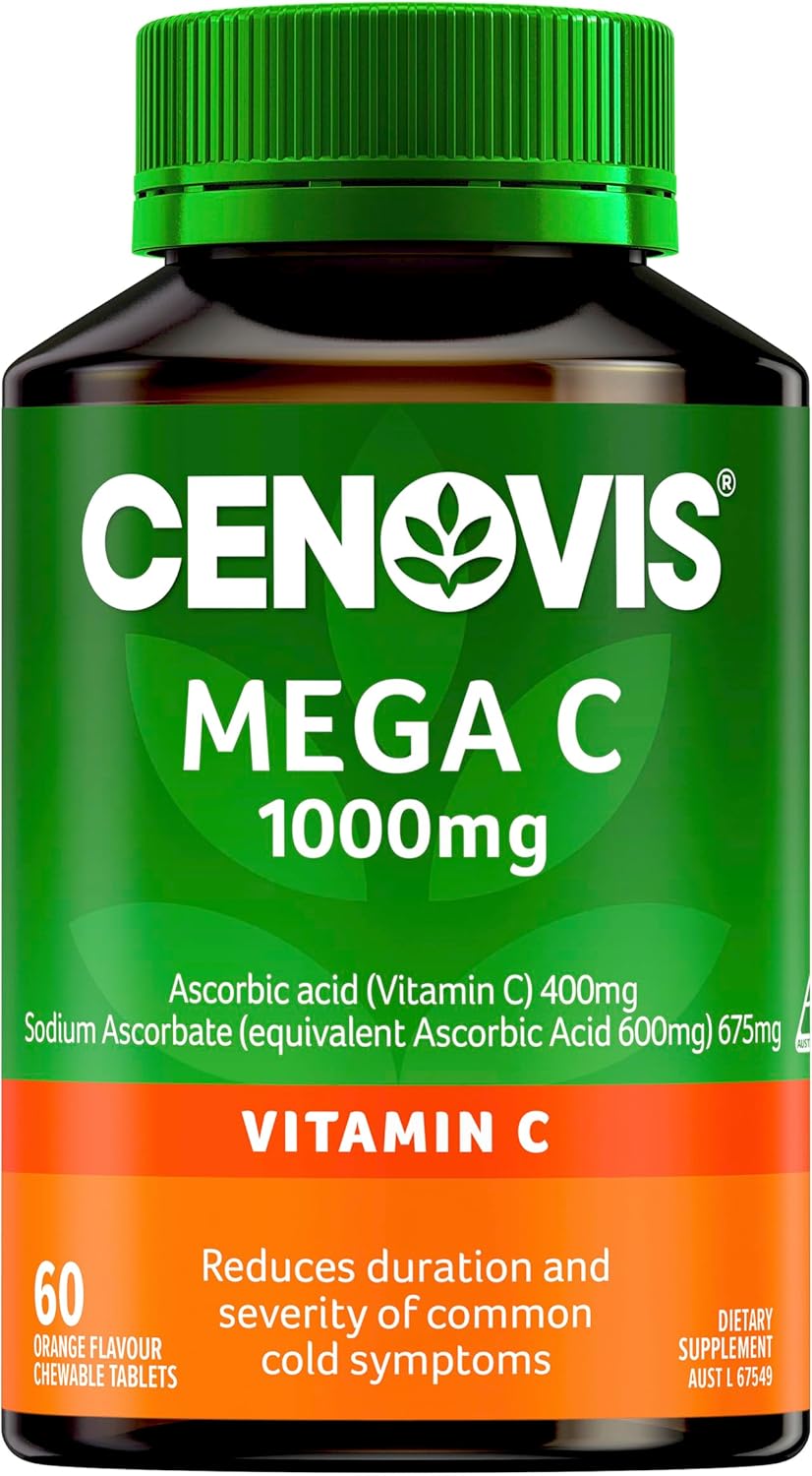 High Strength Cenovis 1000mg Vitamin C Tablets in Refreshing Orange Flavor for Immune Support