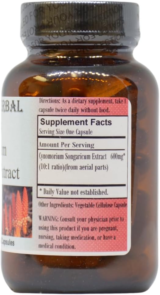 High Strength Cynomorium Songaricum Extract Capsules - 600mg | Stamina & Vitality Supplement | 60 Vegan Capsules | Stearate-Free
