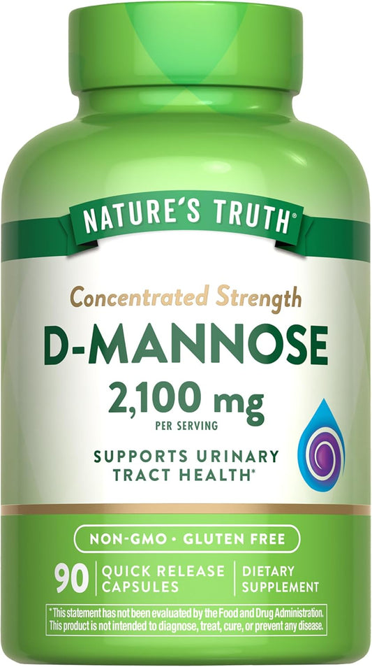 High Strength D-Mannose Capsules 2100mg - 90 Pills | Natural Non-GMO & Gluten-Free Supplement