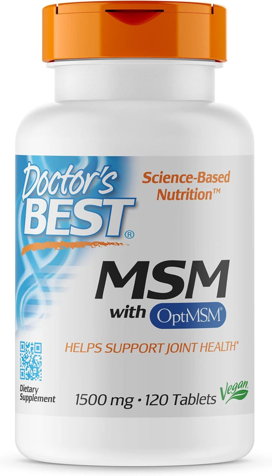 High Strength Doctor's Best MSM Supplement, 1500mg, 120 Tablets for Joint Health and Mobility