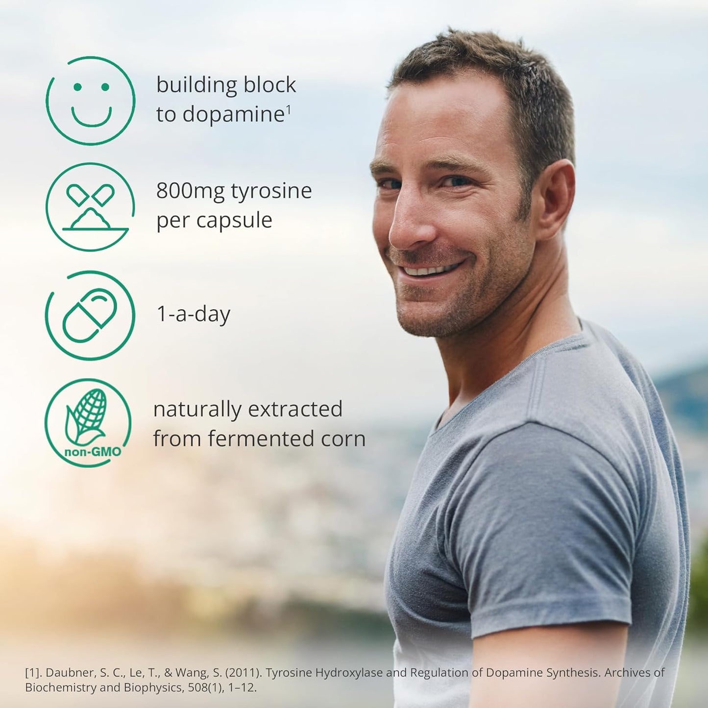 High Strength Dopamine Booster Capsules | 800mg L-Tyrosine | Boost Alertness, Focus & Motivation | 60 Count Vegan Pills | 2-Month Supply