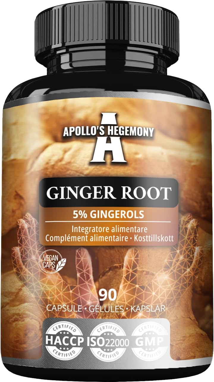 High Strength Ginger Root Extract Capsules - 500mg, 5% Gingerols, 90 Vegan Capsules - Digestive Comfort & Immune Support - 3 Month Supply