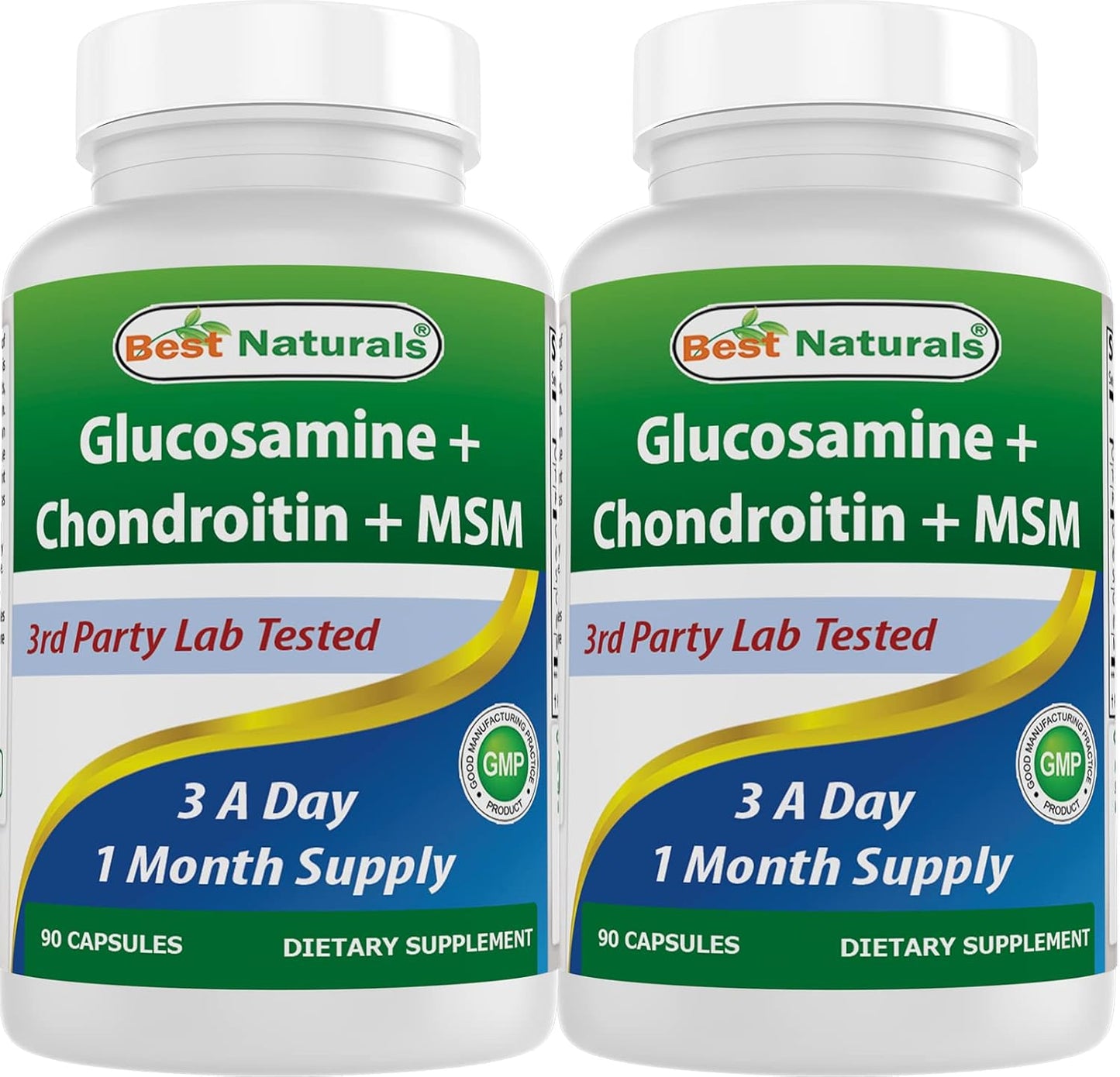 High Strength Glucosamine Chondroitin MSM Supplements, 2600 mg, 180 Capsules - Pack of 2