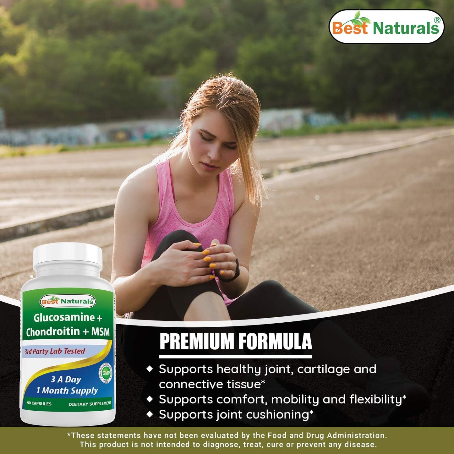 High Strength Glucosamine Chondroitin MSM Supplements, 2600 mg, 180 Capsules - Pack of 2